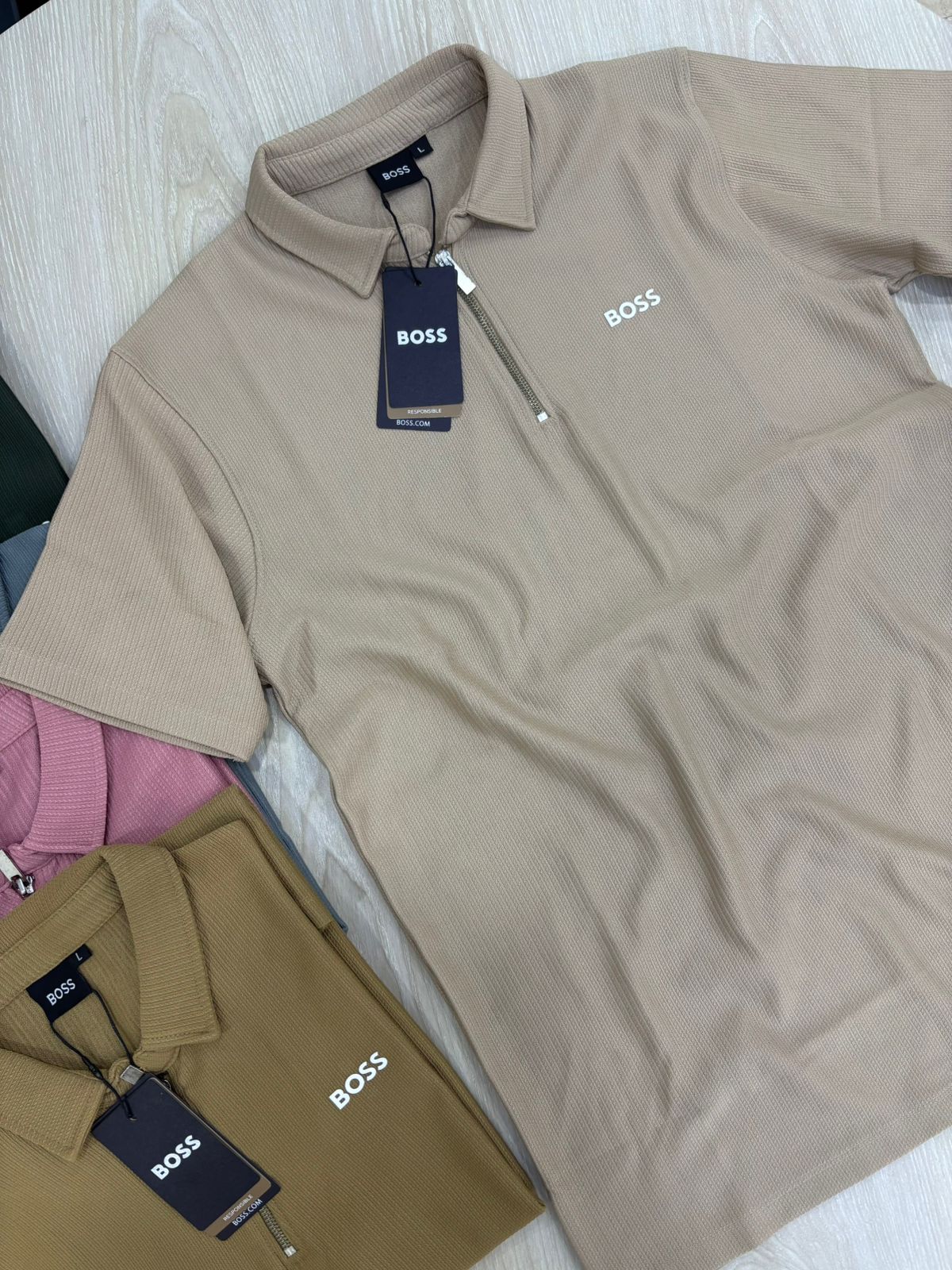 Old Money Men’s Zipper Polo – Executive Beige