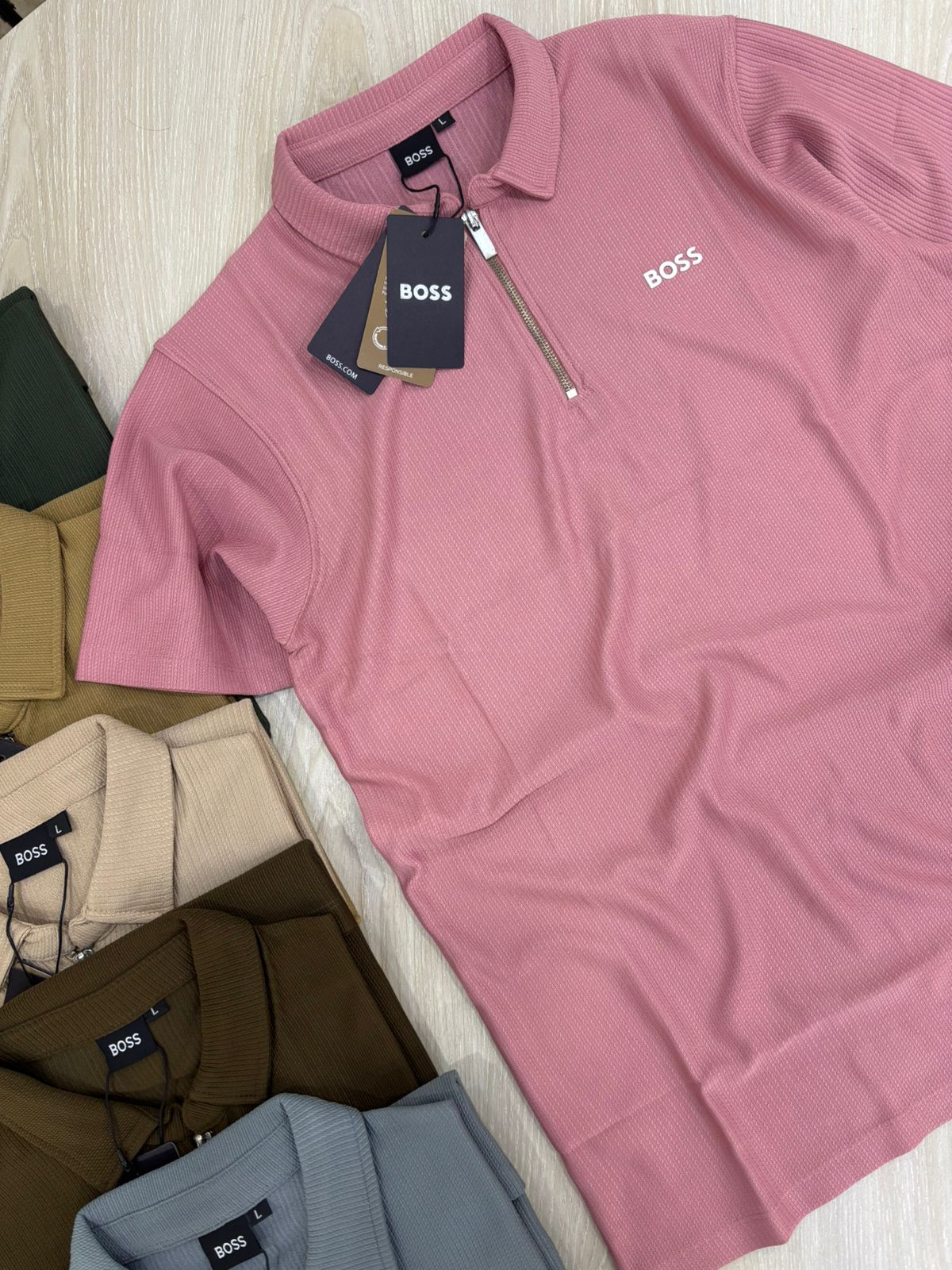 Old Money Men’s Zipper Polo – Executive Beige